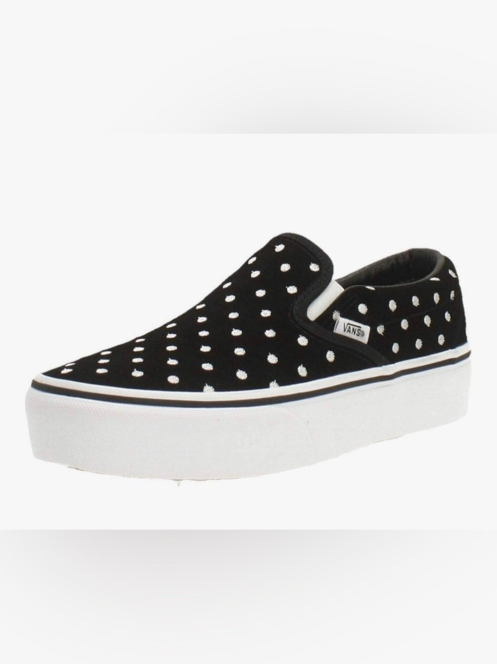 Vans Black and White Suede Slip-On Sneakers